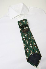 Atwardson Krawatte Herren Einheitsgröße Grün Muster Spitz Reine Seide