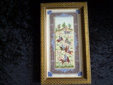 Persische Khatamkari Minitaurmalerei Bild Gemälde prunkvoll Handarbeit Intarsien