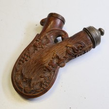 Historische geschnitzte Wappen Holzpfeife, 19. Jhd., 14 cm      B2