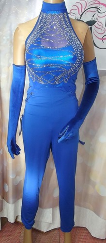 Straß,Catsuit,Royal,L-XL,Blau