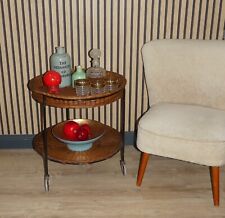 50er Jahre Barwagen Rattan/Teak String Gestell Metall mid century Servierwagen