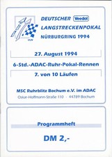 Nürburgring-Programmheft 6-Std.-Ruhr-Pokal-Rennen 1994. Carrera, Kissling-Omega