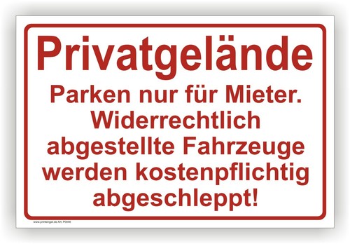 Schild privatgelände parken - schild,
