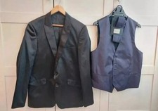 52 Herren Anzug Sakko Krawatte 3 Teilig Schwarz Lila Anlass Fein