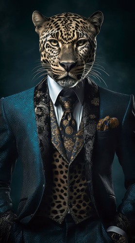 Glasbild panther anzug - glasbild,