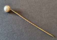 schöne 585er Gelbgold Vintage Anstecknadel Krawattennadel Perle 0,72g Jugendstil