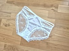 Damen Nylon Spitzen Slip mit Satineinsatz, Dessous, Gr. L, Neu mit Elasthan