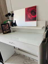 Schminktisch Kosmetiktisch 1 Große Schublade Frisiertisch mit Spiegel Und Hocker