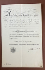 Org Orden Medaille Urkunde Allgemeine Ehrenzeichen Preußen Deutsches Reich 1912