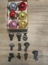 antiker Christ-,Weihnachtsbaumschmuck  Kerzenhalter rot gelb blau rosa Pilz 