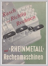 Rheinmetall Rechenmaschinen Werbeblatt Borsig Werk Sömmerda KEW richtig rechnen