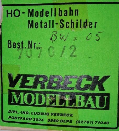 Verbeck dampflok plakette - h0,