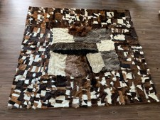 Felldecke, Echtfell, Patchwork aus versch. Rinder-,Schaf-und Kaninchenfellen