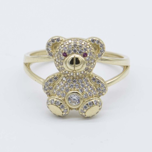 Pink augen teddybär - ring, echt