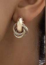 KNOTEN CREOLEN RINGE OHRSTECKER OHRRINGE SUPER EDEL OHRHÄNGER GOLDFARBEN