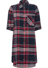 Hemdblusenkleid Gr. 38 Dunkelblau Rot Weiß Mini-Hemd-Kleid Langarm-Dress Neu*