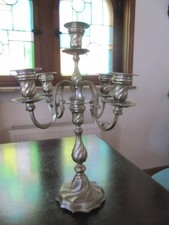 Kerzen-Leuchter, 5 flammig. Zinn, ca. 1936,  H 41 cm, Gew. 2315 gr. Handarbeit