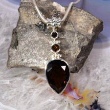 Rauchquarz Anhänger, 925er Silber, Edelsteinanhänger (10553), Edelsteinschmuck