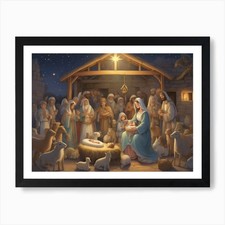 Krippe Kunstdruck gerahmt Wandbild Poster Leinwanddruck Bild