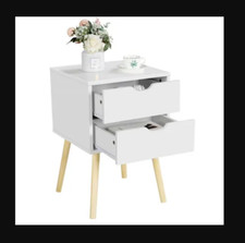 Nachttisch Nachtkommode Beistelltisch Nachtschrank mit 2 Schubladen Weiß Holz