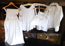 KONVOLUT 7 TEILE VINTAGE MÄDCHEN LEIBWÄSCHE WEISS SHABBY CHIC (A34)