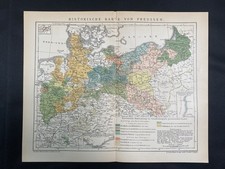 antike historische Landkarte zur Entwicklung von Preussen um 1900 Prussia