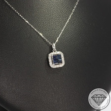 Wert 690 € Brillant Saphir Anhänger & Kette 750 18 Karat Weiß Gold