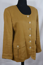URSULA CONZEN MADE IN ITALY 100% LEINEN Elegante Jacke Blazer Größe DE 42/44 TOP