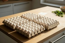 Ausgeblasene Hühnereier weiß