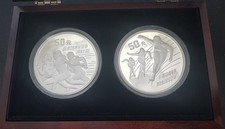 China 2x 50 Yuan 1992 Sprinterinnen und Eisschnellläufer Olymp. SP.  PP SP131339