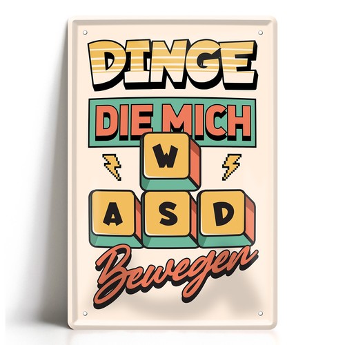 Blechschild 20x30cm wasd retro - blechschild,