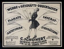 Alte Werbung Reklame 1924 Werbe-Drucksachen C. Schönert Senefelderstr. Leipzig