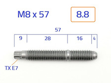 5 Stück Stehbolzen M8x57 ( M8x55, M8x50) 8.8 Zink-Nickel ( Zylinderkopf )