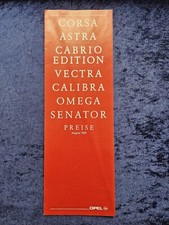 Corsa, Astra, Cabrio Edition, Vectra, Calibra, Omega, Senator Preisliste 8.1991