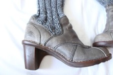 El Naturalista Stulpen-Stiefel Gr. 36 khaki grün Woll-Schaft Absatz hoch warm