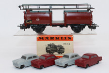 me4021, Alter Märklin 315/4G Autotransportwagen beladen 4x Ford 12M OVP TOP 50er