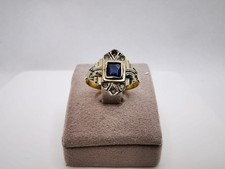 Art Deco Blaue Topas Mit Brillanten Damenring Ring 18 Karat Gold