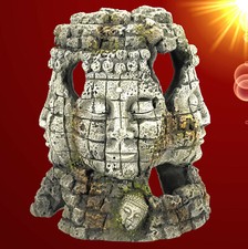 Aquarium Deko 🐟 RUINE MIT BUDDHA GESICHT 🐟 Höhle Terrarium Dekoration Zubehör