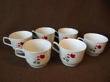 6x Zier-Tassen Geschirr Tassen ROSEN Muster Sammeln Kaffeetassen Mokkatassen