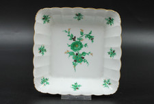 Royal Tettau Atelier Servierschüssel Schale Porzellan Goldrand grüne Blumen 17,5