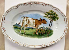 Porcelain  Porzellan Oval Cow Plate Teller Dish K. Reinold  signiert