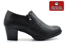 Boulevard Damen Stiefeletten High Cut Pumps Damenstiefel Blockabsatz Schwarz