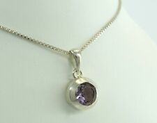 Vintage 925er Silber Damen Halskette & Anhänger mit Amethyst 925er Silber