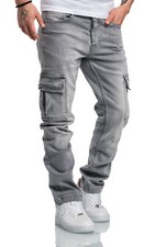 Herren Cargo Jeans Regular Slim Denim Hose Destroyed 7985