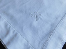 ANTIK LEINEN TAFELTUCH WEISS