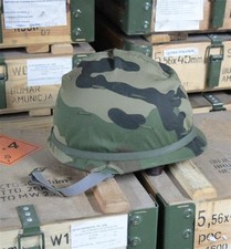 Innenhelm, US Helm M1, Tarnbezug woodland, Elastisches Band od.Helmgummi US Army