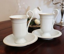 2 Weiße Gold Burg Lindau Parisäer Schokolade Kakao Kaffee Becher Tassen & Teller
