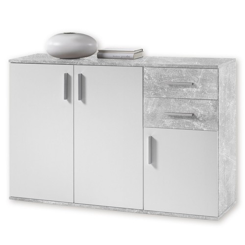 Sideboard weiß beton optik - -, weiß-beton-optik