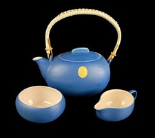 Gräflich Ortenburg Keramik Teekanne / Milch / Zucker - Sebastian Buscetta - Blau