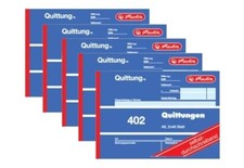 5x Herlitz 402 Quittungsblock A6 2x40 Blatt SD Quittungen selbstdurchschreibend 